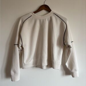 all in motion Cream Crewneck Sweatshirt with Black Contrast Piping